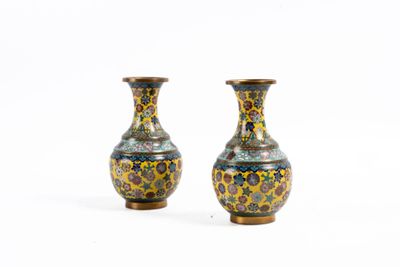une paire de vases posés sur une surface blanche, avec un fond blanc