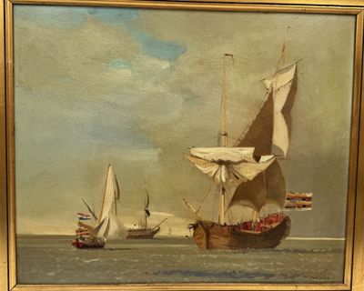 Claude LE BAUBE (1919-2007) Bateaux à voile en mer