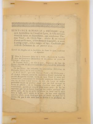 Sentence rendue le 5 décembre 1749 en la juridiction du Comt… - Photo 1