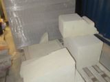 a pile of white bricks sitting on top of a counter