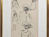 l'image d'un dessin représentant une femme avec un chapeau