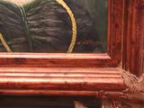 a picture of a painting of a woman in a green dress
