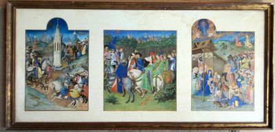 a picture of a group of paintings hanging on a wall