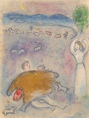 an image of a drawing of a woman and a dog