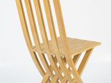 the chair is made of wood and has a wooden seat