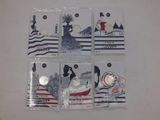 four cards with a picture of a woman in a boat and a man in a boat