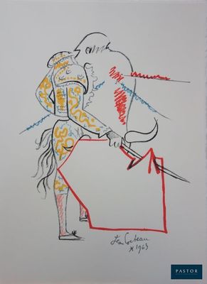 dessin représentant un homme à cheval, une épée à la main