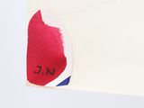 a picture of a red, white and blue flag on a piece of paper