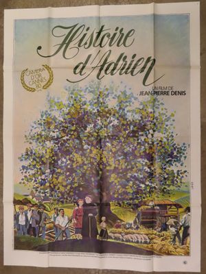 an old movie poster of a family gathering under a tree