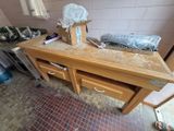 a kitchen counter with a box on top of it