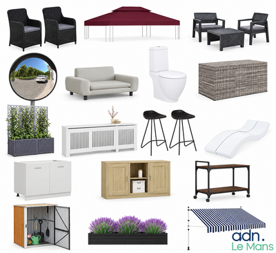 many different types of outdoor furniture displayed in this picture