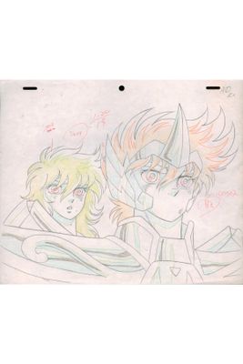 drawing of a couple of anime characters sitting next to each other