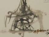 a drawing of a vase of flowers on a table