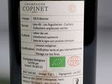 a label on a bottle of wine on a table