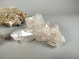 three different types of crystals sitting on a table