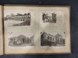four pictures of a train that are on display