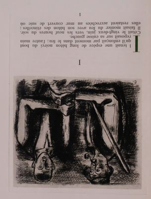 a black and white drawing of a cat and a dog on a table