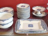 a lot of dishes and cups on the table