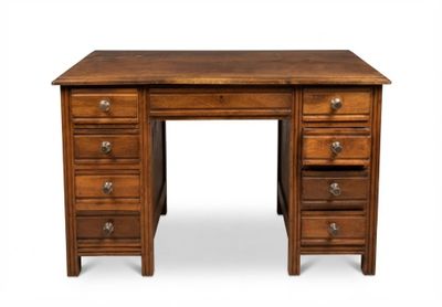 une image d'un bureau en bois avec des tiroirs et des tiroirs dessus