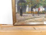 a picture of a painting on a shelf in a room