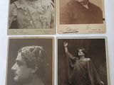 four old black and white photos of a man and a woman