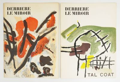 two book covers with abstract paintings on them on a white surface