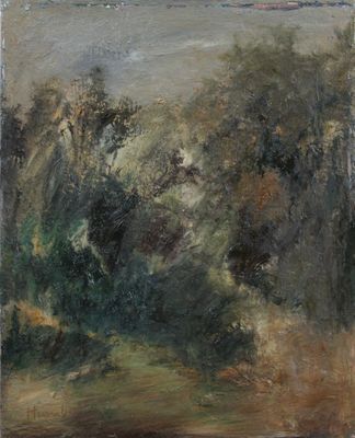 an image of a painting of a landscape with trees in the foreground