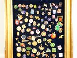 a picture of a framed picture of a collection of pins