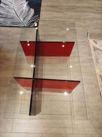 Table basse à plateau transparent et piétement rouge, 120 x … (photo 6)