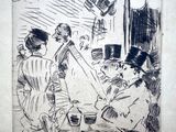 an image of a drawing of a group of people sitting at a table