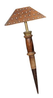 a small knife with a wooden handle on a white background