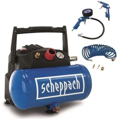 an image of a blue air compressor with a hose and air pump