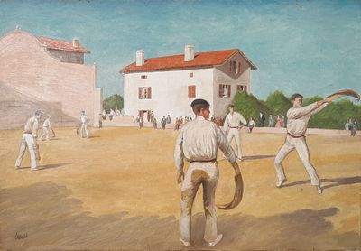 tableau représentant un groupe d'hommes jouant au baseball