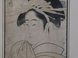 an image of a painting of a woman with a hat on her head