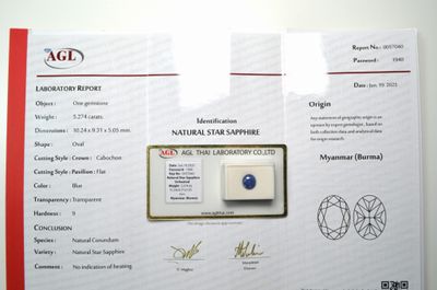 un certificat pour un diamant bleu présenté dans un écrin