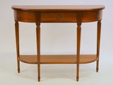an image of a wooden table with a shelf underneath it