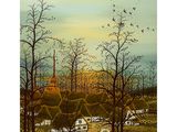 une image représentant un tableau d'un village au milieu d'un champ