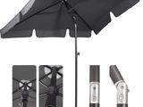 an image of a close up of a black umbrella with a black pole