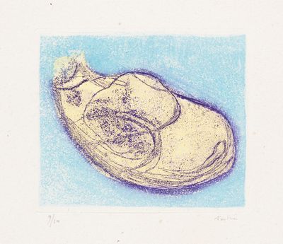 un dessin représentant une paire de chaussures sur un fond bleu