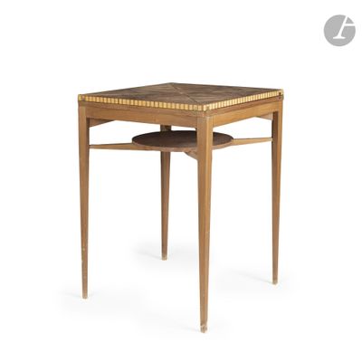 an image of a small table with a wooden top and legs