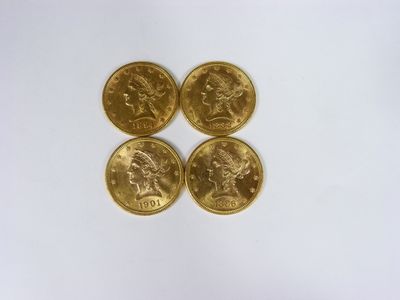 4 pièces de 10 dollars or Liberty, 1882, 1886 (Atelier San Francisco)  - Photo 1