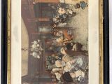 an old picture of a group of people standing in a room