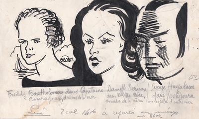 BECAN (1890-1943) Réunion de 12 Portraits à l’encre de chine…
