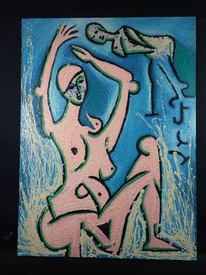 painting of a nude woman holding a bird in her hand
