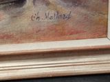 a painting of a potted plant on a table