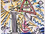 une image représentant un tableau avec un soleil et un triangle