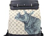 louis vu vu rhino backpack in monograme canvas and leather