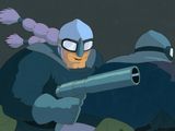 l'image d'un personnage de dessin animé tenant un pistolet à la main