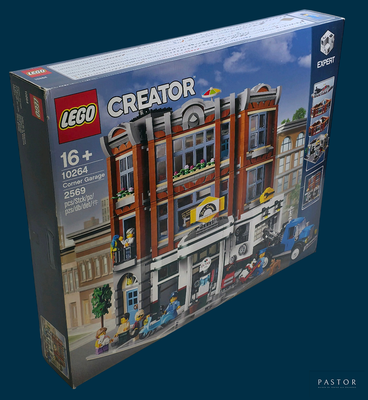 une boîte contenant un kit Lego Creator, sur fond bleu