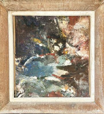 an oil painting of a vase of flowers in a wooden frame
